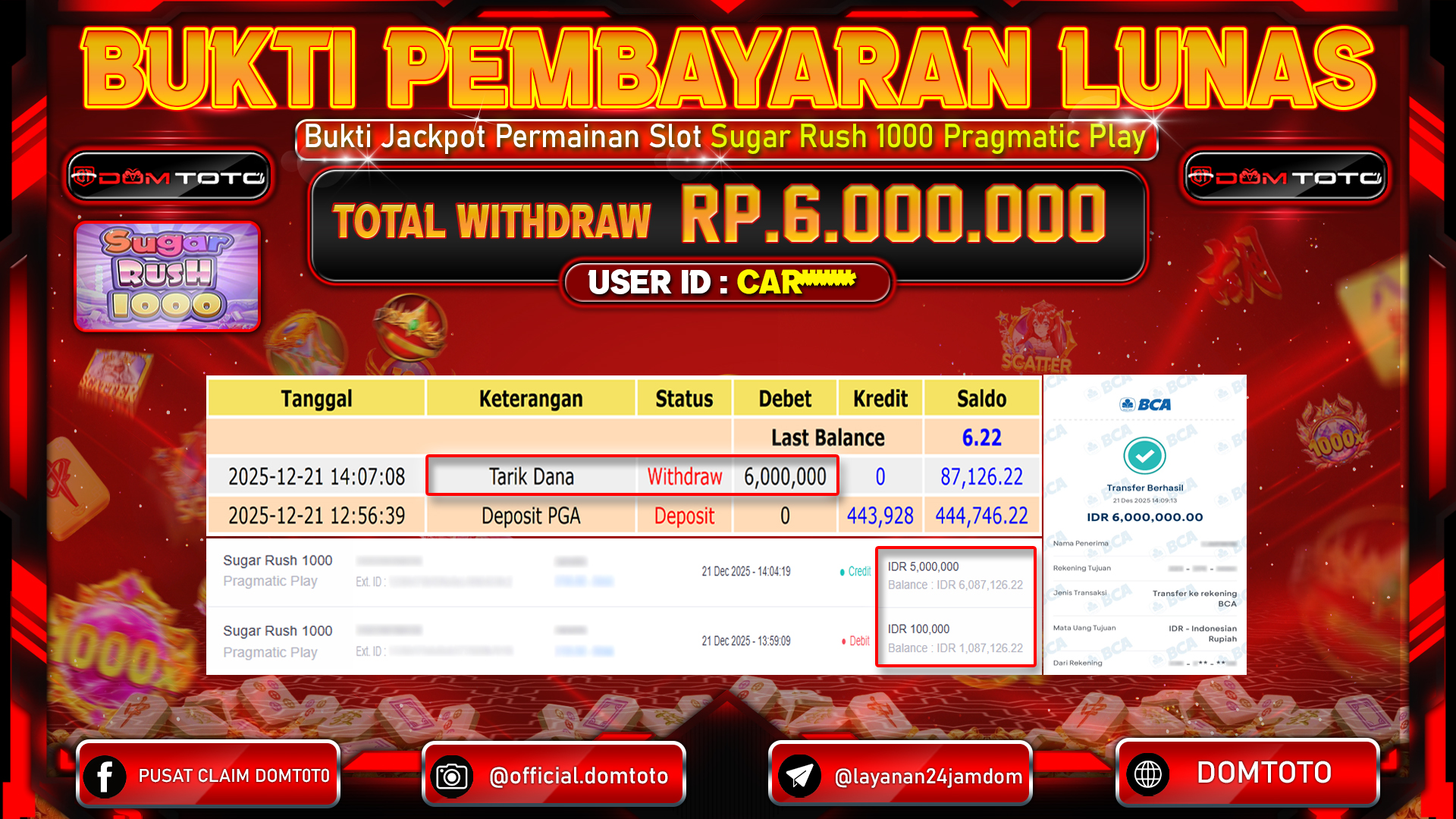 JACKPOT SLOT Sugar Rush 1000 Pragmatic Play DECEMBER 2025